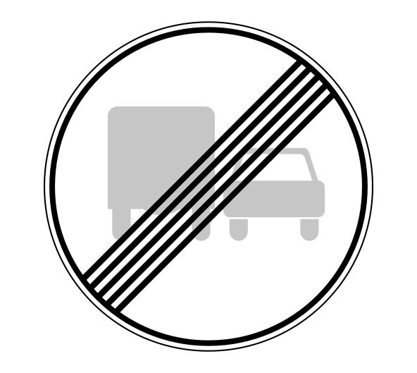 Знак 3.23 Конец зоны запрета обгона грузовым автомобилям