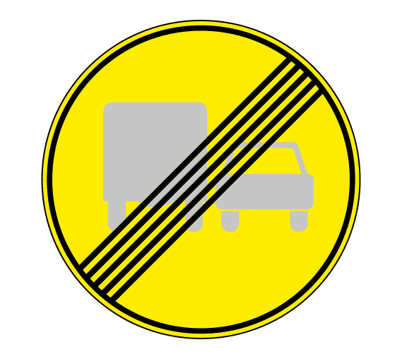 Знак 3.23 Конец зоны запрета обгона грузовым автомобилям (Временный)