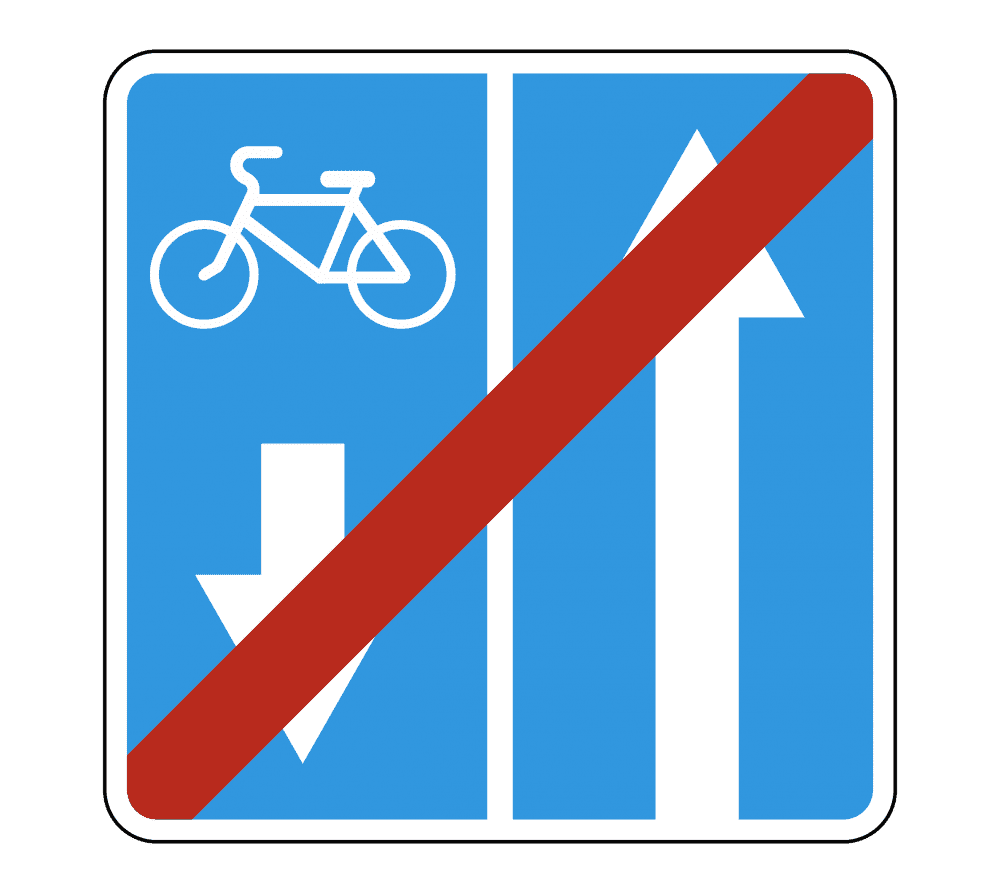 Знак 5.12.2 Конец дороги с  полосой для велосипедистов