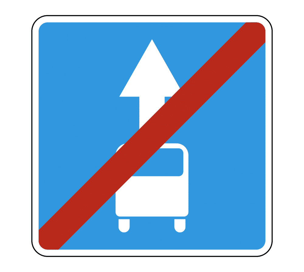 Знак 5.14.1 Конец полосы для маршрутных транспортных средств